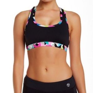 Trina Turk recreation Sports Bra M Black Kaleidoscope Print Pink Checkered